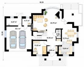 Rzut projektu Bachus 9 (CE) - parter