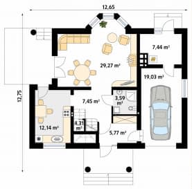 Rzut projektu Orlik (CE) - parter