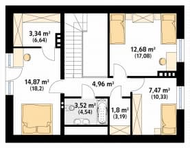 Rzut projektu Kawka (CE) - poddasze