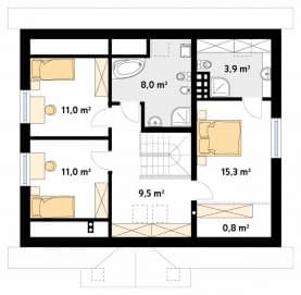Rzut projektu Chaber (CE) - poddasze