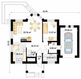 Rzut projektu Pliszka (CE) - parter