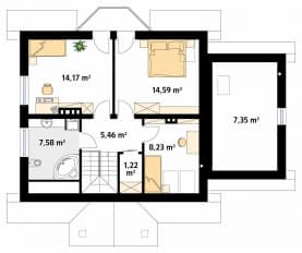 Rzut projektu Pliszka (CE) - poddasze