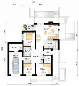 Rzut projektu Lara 5 (CE) - parter