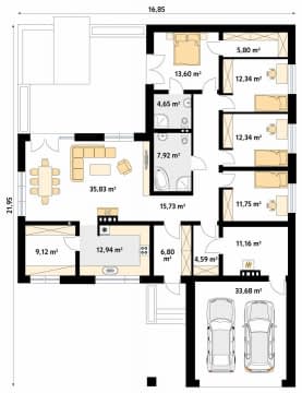 Rzut projektu Ambrozja 15 (SI) - parter