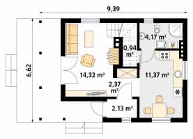 Rzut projektu Poziomka 3 dr-T (DR-T) - parter