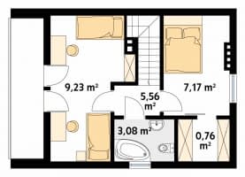 Rzut projektu Poziomka 3 dr-T (DR-T) - poddasze