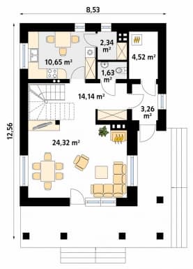 Rzut projektu Czajka (Y) - parter