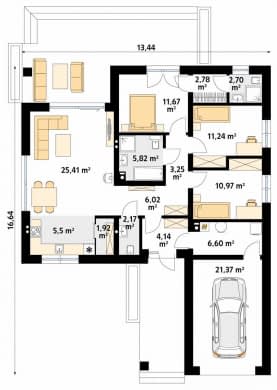 Rzut projektu Aruba 4 (KO) - parter