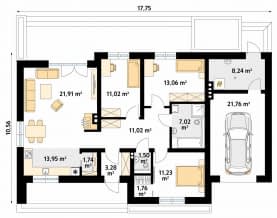 Rzut projektu Aurelia 2 (CE) - parter