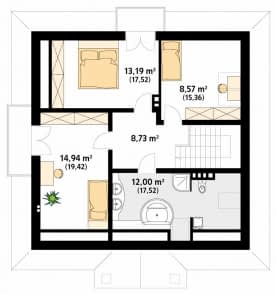Rzut projektu Kos 2 (CE) - poddasze