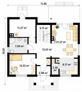 Rzut projektu Dudek 2 dr-S (DR-S) - parter
