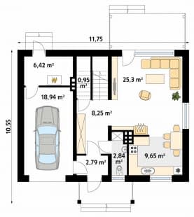 Rzut projektu Agatka (CE) - parter