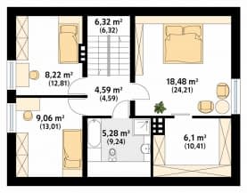 Rzut projektu Agatka (CE) - poddasze