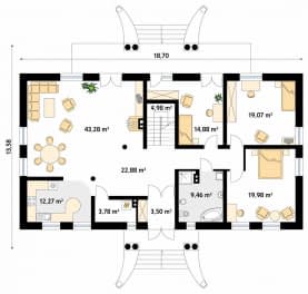 Rzut projektu Tercja 3 (CE) - parter