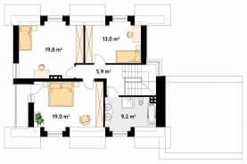 Rzut projektu Kwarc 2 (CE) - poddasze