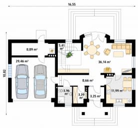 Rzut projektu Szafran 3 (CE) - parter