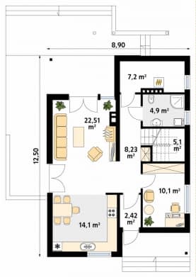 Rzut projektu Amarant dr-T (DR-T) - parter