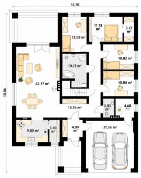 Rzut projektu Decyma 11 (CE) - parter