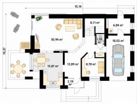 Rzut projektu Amber (CE) - parter