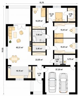 Rzut projektu Decyma 12 (CE) - parter