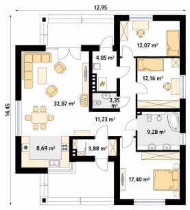 Rzut projektu Dedal (CE) - parter