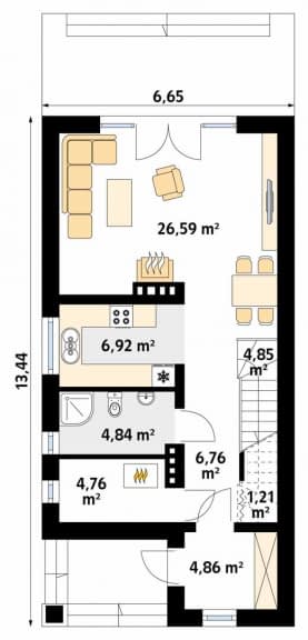 Rzut projektu Koliber 2 (CE) - parter
