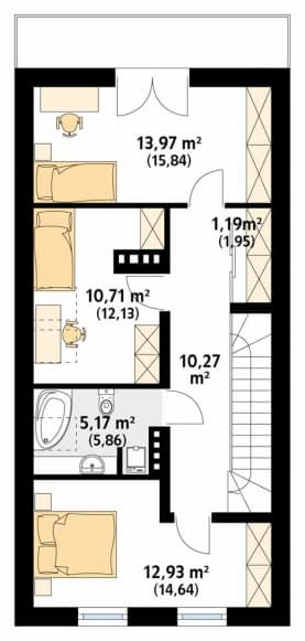 Rzut projektu Koliber 2 (CE) - poddasze