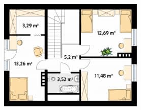 Rzut projektu Kawka 5 (CE) - poddasze
