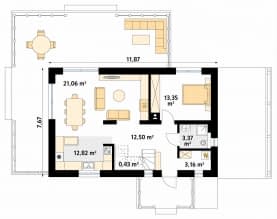 Rzut projektu Koniczynka (PH) - parter