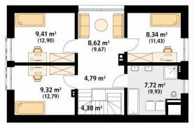 Rzut projektu Koniczynka (PH) - poddasze