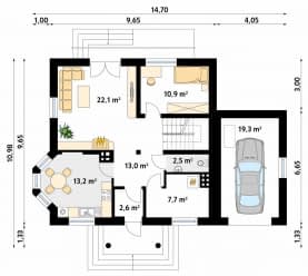 Rzut projektu Berberys 2 (CE) - parter