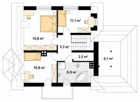Rzut projektu Berberys 2 (CE) - poddasze