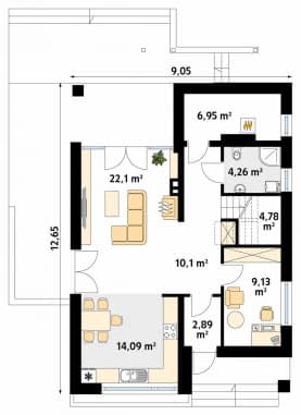 Rzut projektu Amarant (CE) - parter
