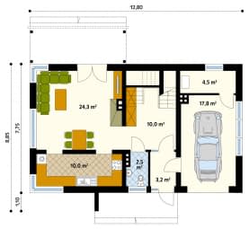 Rzut projektu Magnolia (CE) - parter