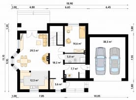 Rzut projektu Caro 3 (CE) - parter
