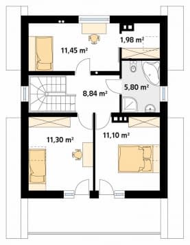 Rzut projektu Zięba (KO) - poddasze