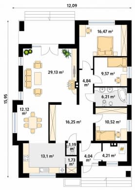 Rzut projektu Aster (CE) - parter