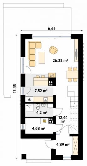 Rzut projektu Koliber 6 (CE) - parter