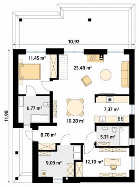 Rzut projektu Kalatea (CE) - parter