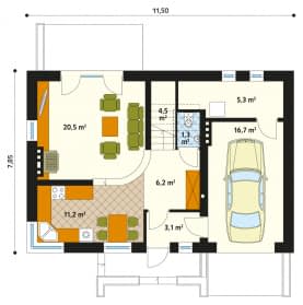 Rzut projektu Vigo 2 (CE) - parter