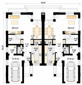 Rzut projektu Oliwkowy (CE) - parter