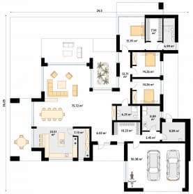 Rzut projektu Temida (PH) - parter