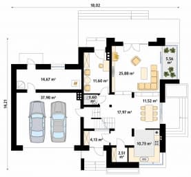 Rzut projektu Jaspis 6 (CE) - parter