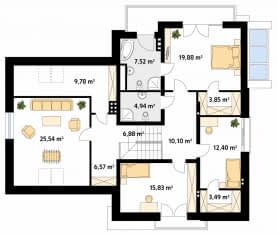 Rzut projektu Jaspis 6 (CE) - poddasze