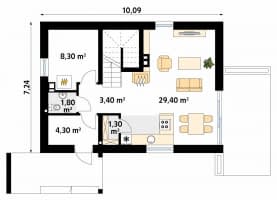 Rzut projektu Zeo 3 (KO) - parter