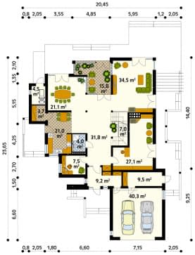 Rzut projektu Freya 2 (CE) - parter