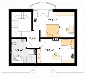 Rzut projektu Szafran 2 (CE) - poddasze