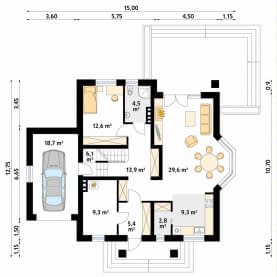 Rzut projektu Puszczyk (CE) - parter