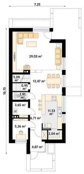 Rzut projektu Amelia (CE) - parter