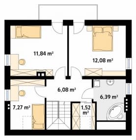 Rzut projektu Drozd 2 (CE) - poddasze